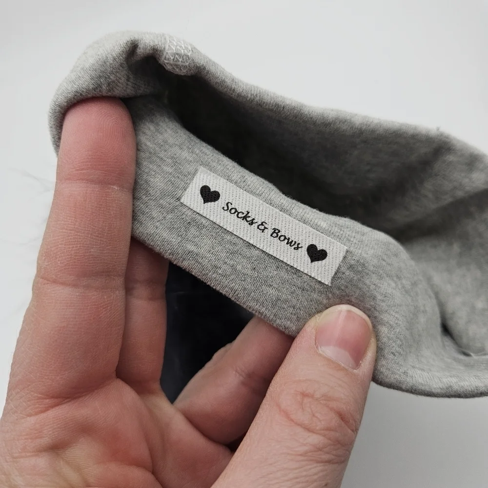 Socks & Bows gray baby beanie with dark gray removable pom pom
